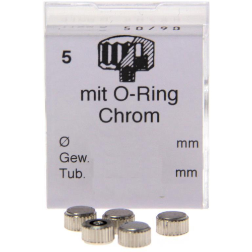 Crown with o-ring short pipe chrome 5-pack 4.0 mm 0.9 mm 2.0 mm