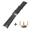 Elite watch strap in alligator grain with molded Lug for luxury watches black 20 mm/18 mm