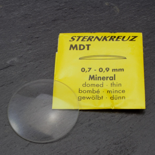 Gewölbtes STERNKREUZ Mineralglas für Armbanduhren, dünn, Stärke 0,7-0,9 mm Größen 140-380