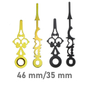Set of clock hands Luis XVI with Euro fitting for quartz movement black & yellow Black 46mm