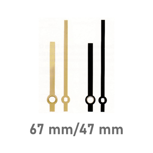 Set of clock hands modern style with Euro fitting for quartz movement  Brass color 67mm