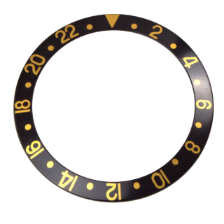 Lünetten-Inlay schwarz/gold kompatibel zu Rolex GMT-Master I 16758