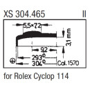 Vetro acrilico compatibile con Rolex Cyclop 114 (con lente) per Daydate