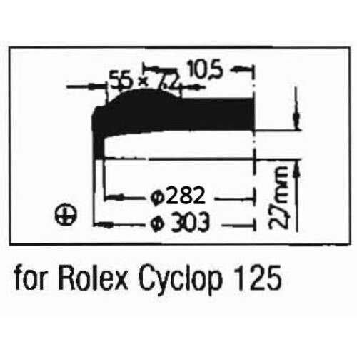 Acrylic crystal compatible with Rolex Cyclop 125 (with lens)
