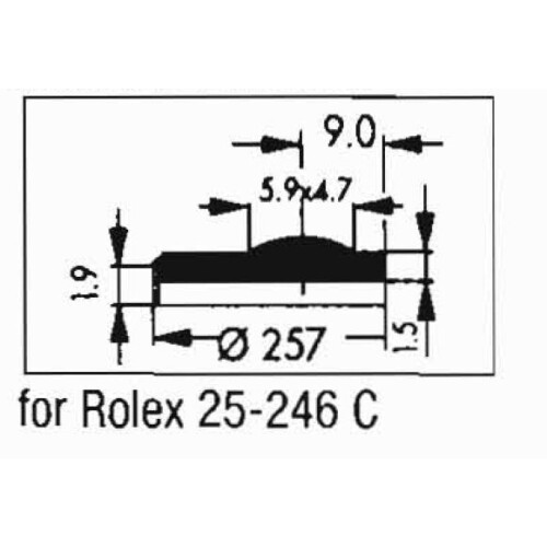 Verres minéraux compatible Rolex Cyclop 25-246 C Datejust Medium, Yachtmaster