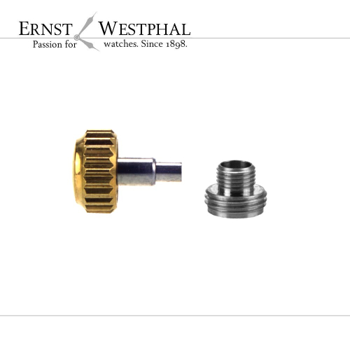 Screw-down crown compatible with Rolex crown 24-530-8 (Gold plated/5.3 mm)