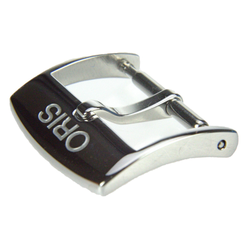 Genuine ORIS stainless steel polished pin buckle in 18 mm