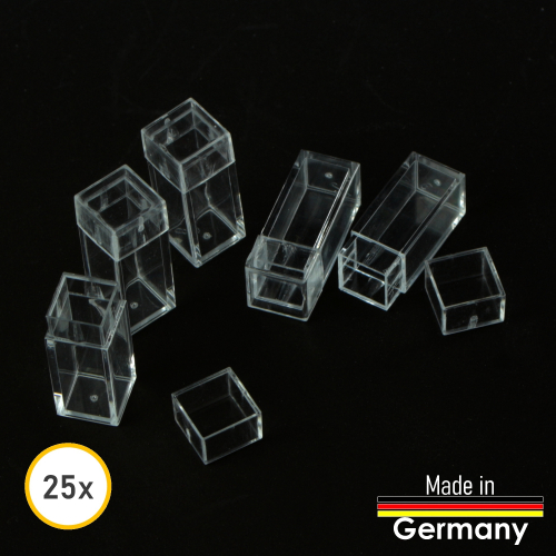 Small sorting box for storage acrylic box 9 x 9 x 24 mm Made in Germany 25 pcs