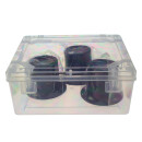 Set of three comfortable plastic magnifying loupes type B 2,5x 5x 10x in a box