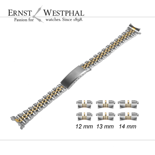 Steel bracelet compatible with Jubilee steel bracelets for Rolex 13 mm Bicolor