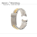 Brazalete de acero estilo Jubilee compatible con relojes Rolex, bicolor 17 mm
