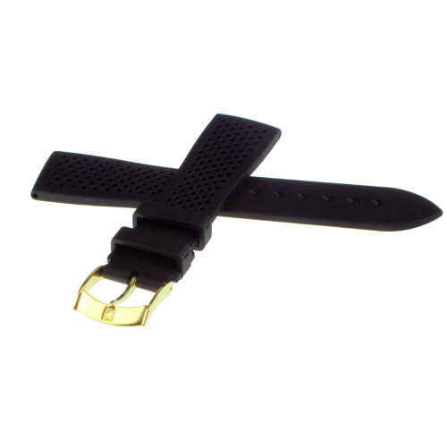 ZENITH caoutchouc strap 21mm black for various ZENITH watches steel, gold plated