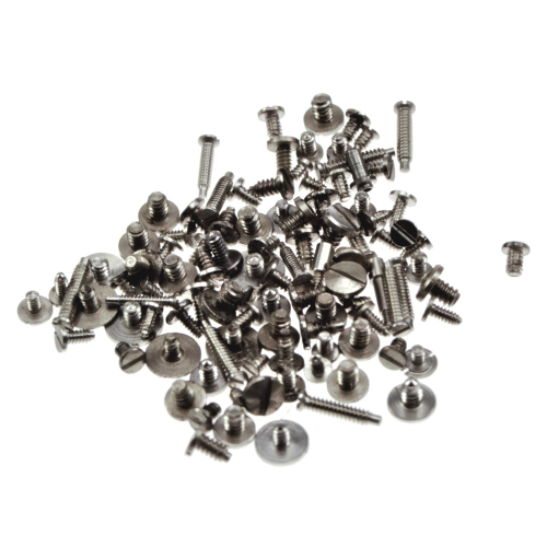 Universal stainless steel screw set for wristwatch movements