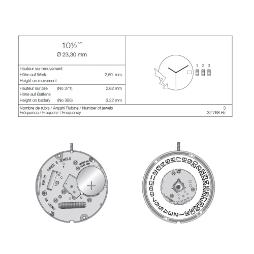 ETA F05.111 Mouvement à quartz 10 1/2 H0 o.SC CLD @3