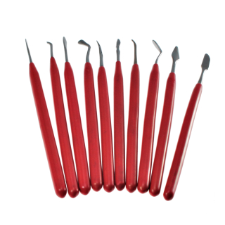 AURIFEX fine wax carver / modeling tool set 10 pcs stainless steel PVC handle