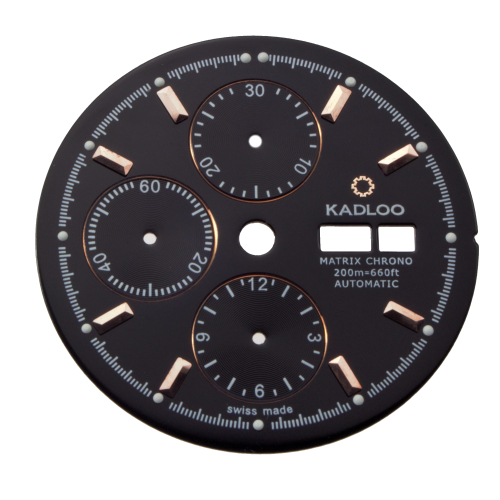 KADLOO Matrix Chrono dial for Valjoux 7750 and other movements black/pink gold