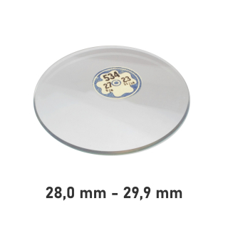 Ersatz Taschenuhrglas / Mineralglas für Taschenuhren gewölbt 28,0 mm - 29,9 mm