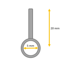 Manecilla de ajuste de la alarma gris 20 mm para movimiento de cuarzo UTS mini