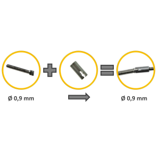 Acoplamiento hembra 0,9 mm para juego de vástagos de bobinado de una pieza Acoplamiento y pieza de corona 0,9 mm