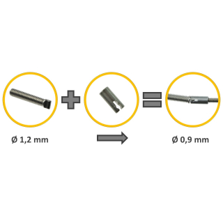 Kupplung weiblich 0,9 mm  für einteilige Aufzugwelle  Kupplung mit Kronenteil 1,2 mm