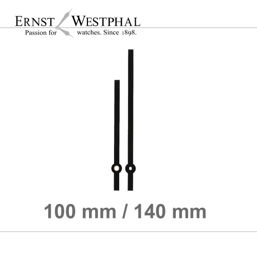 Set di lancette per movimenti al quarzo con perforazione euro 140 mm Obelisk Nero