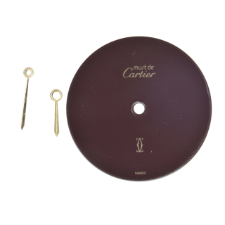 Cadran avec aiguilles CARTIER original ronde bordeaux 20 mm pour Must de Cartier NOS