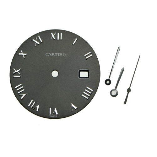 Genuine CARTIER dial with hands round black 24 mm for Cougar NOS
