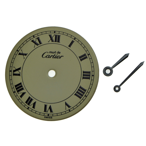 Cadran avec aiguilles CARTIER original ronde jaunir 20 mm pour Must de Cartier NOS