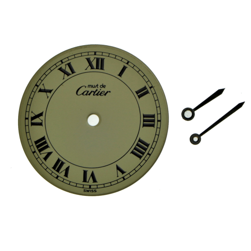Original CARTIER Zifferblatt mit Zeigerspiel rund gelb 20 mm für Must de Cartier NOS