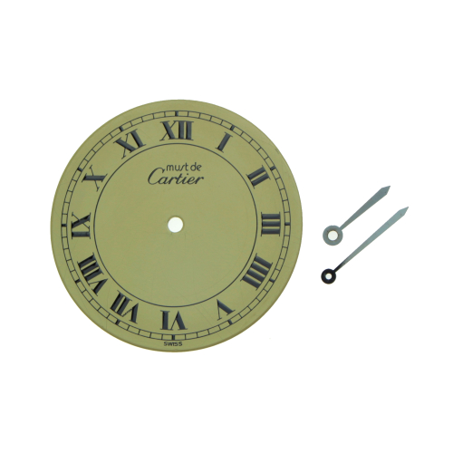 Quadrante con lancette originale CARTIER rotonda giallo 26 mm per Must de Cartier NOS