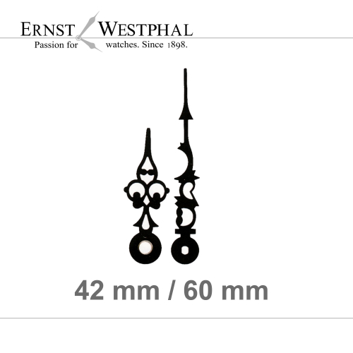 Set di lancette per movimenti al quarzo perforazione euro 60 mm Louis XVI Nero