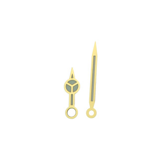 "Flail" Style shape hour and minute hands with luminous material 12.5/8.00 mm gold colored