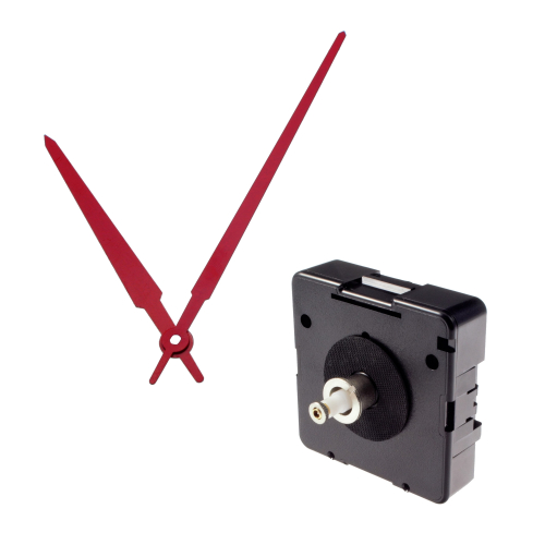 UTS Quarz Uhrwerk leise mit roten Uhrzeigern / Zeigerspiel / Zeigersatz 16 mm