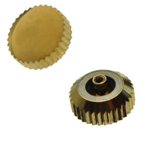 Waterproof crown with gasket gold plated thread 1.1 mm tube 2.5 mm 6.0 mm