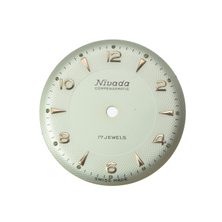 Original NIVADA Compensamatic Zifferblatt rund grau 28 mm
