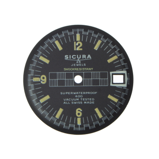 Original SICURA Zifferblatt rund schwarz für Bettlach EB 8021 N 28 mm