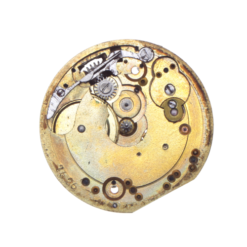 Antique movement with dial, 11 3/4, defective and incomplete