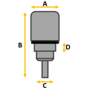 2x pulsadores a presión para cronógrafos, acero 4,0 x 9,3 mm