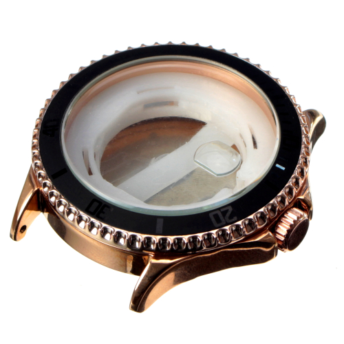 Boîtier de montre DeSoto "Diplomat" 43mm rose poli avec glace loupe et couronne