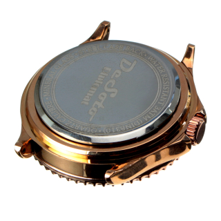 DeSoto Diplomat Uhrengehäuse 43 mm rose gefärbt poliert mit Lupenglas Krone