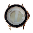 DeSoto "Diplomat" Uhrengehäuse 43 mm rose gefärbt poliert mit Lupenglas Krone
