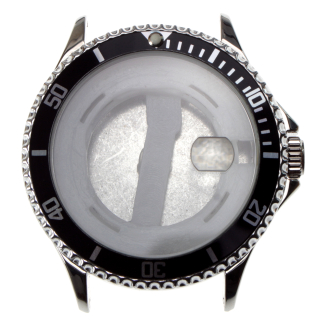 DeSoto Powermaster Uhrengehäuse 43mm verchomt poliert mit Lupenglas und Krone