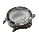 Boîtier de montre DeSoto "Powermaster" 43 mm chromé poli avec verre et couronne