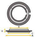 Anello di fissaggio del movimento, acciaio, D: 31,50 mm, Altezza: 4,35 mm