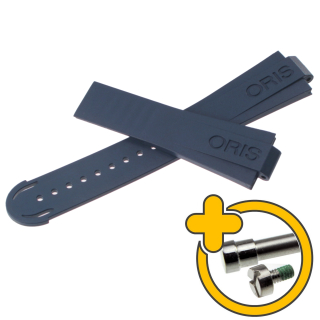 ORIS Kautschuk Armband mit Bandschrauben 24 mm, blau, für ORIS Aquis date u.a