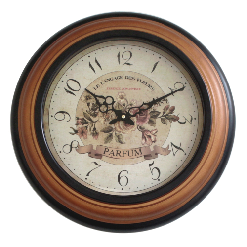 Wall clock "Perfum" vintage style quartz clock 43 cm with copper colored bezel