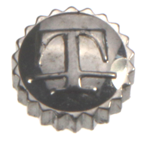 Corona TISSOT, cromata, con barilotto a molla, D: 3,7 mm, Altezza: 1,5 mm