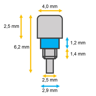 Drücker kompatibel zu OMEGA Armbanduhren, stahl 6,2 x 4 mm
