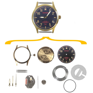 Armbanduhr DIY Bausatz, 42 mm Edelstahllgehäuse, goldfarben inklusive Uhrwerk