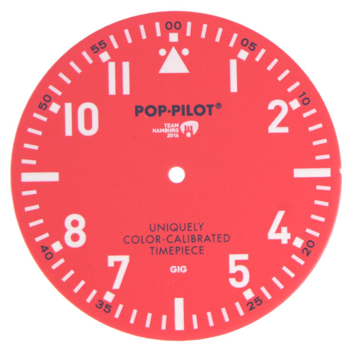Dial for Miyota 2035 - POP-PILOT, "Team Hamburg", red, 37 mm
